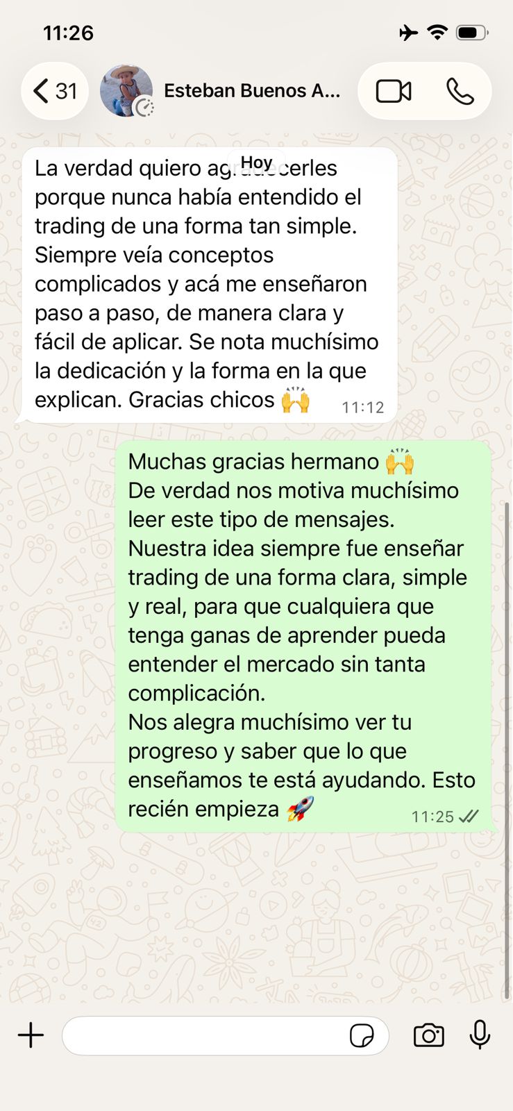 Testimonio WhatsApp — Esteban